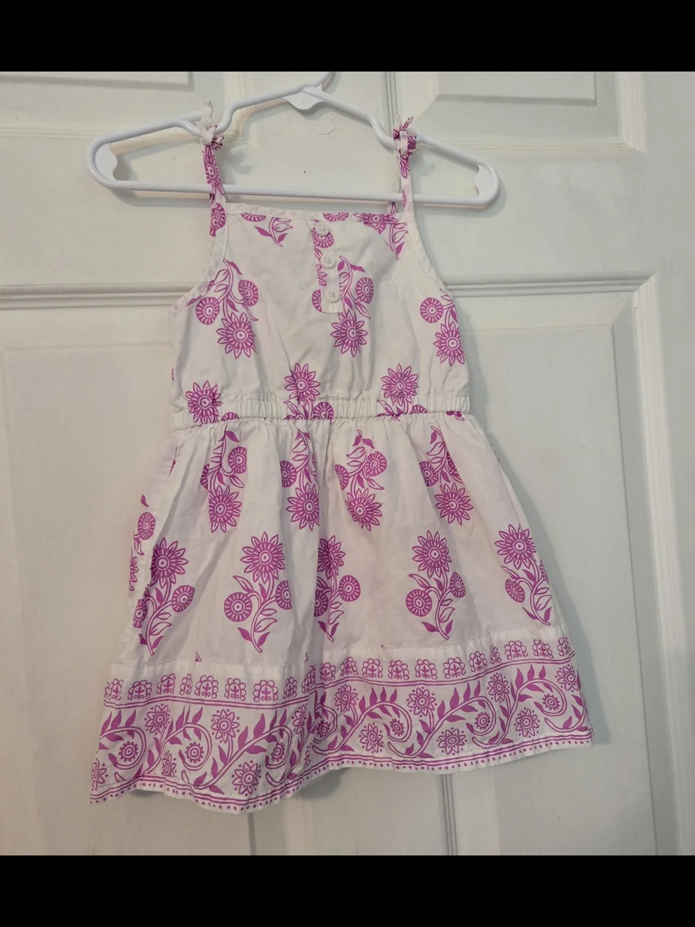 Carter's White Sundress with Pink Floral Print and Tie Straps SZ 18M
